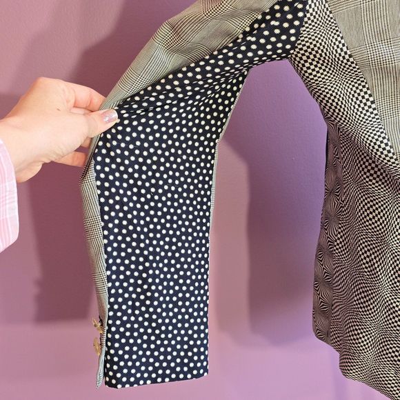 Escada vintage 90s wool silk art mixed patterns career blazer Germany. Medium - Picture 8 of 11